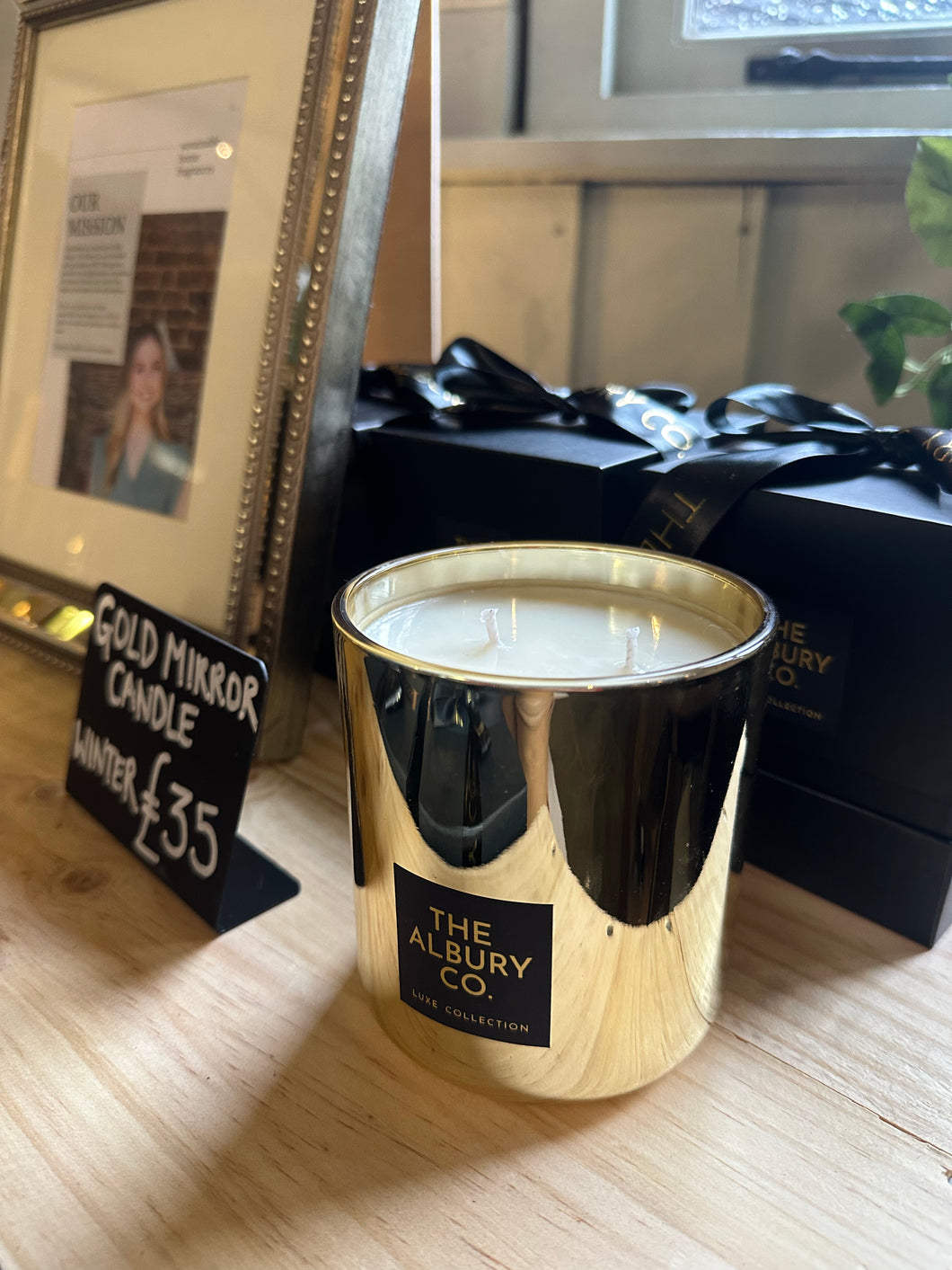 2 Wick Gold Mirror Candle - Winter